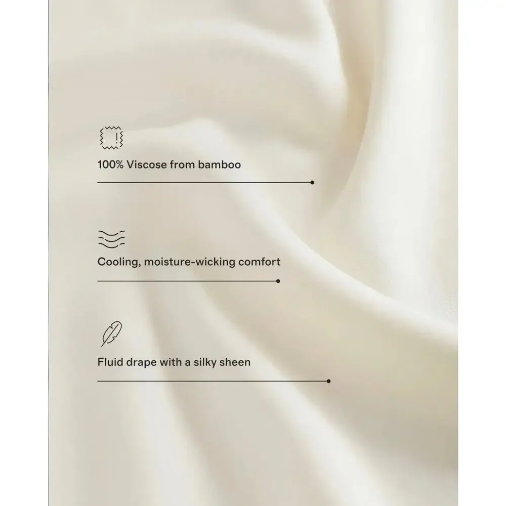 New Quince Organic Bamboo Visose King/ Cal King Duvet Cover 3Pc Set Eucalyptus